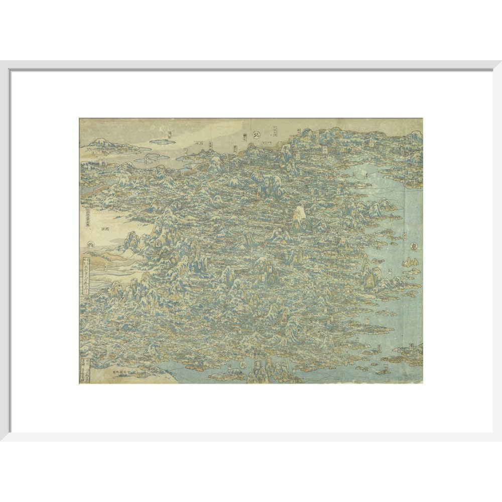 Hokusai's Map of China print in white frame