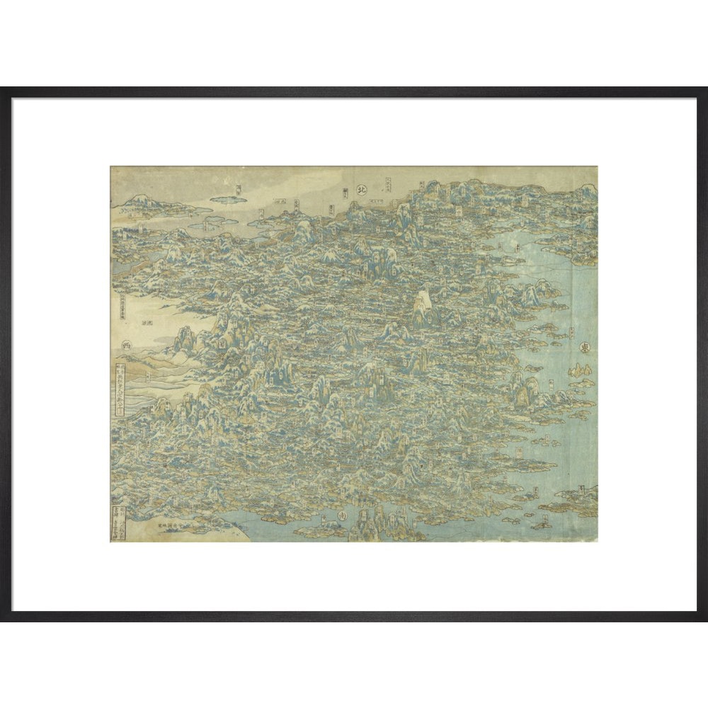 Hokusai's Map of China print in black frame