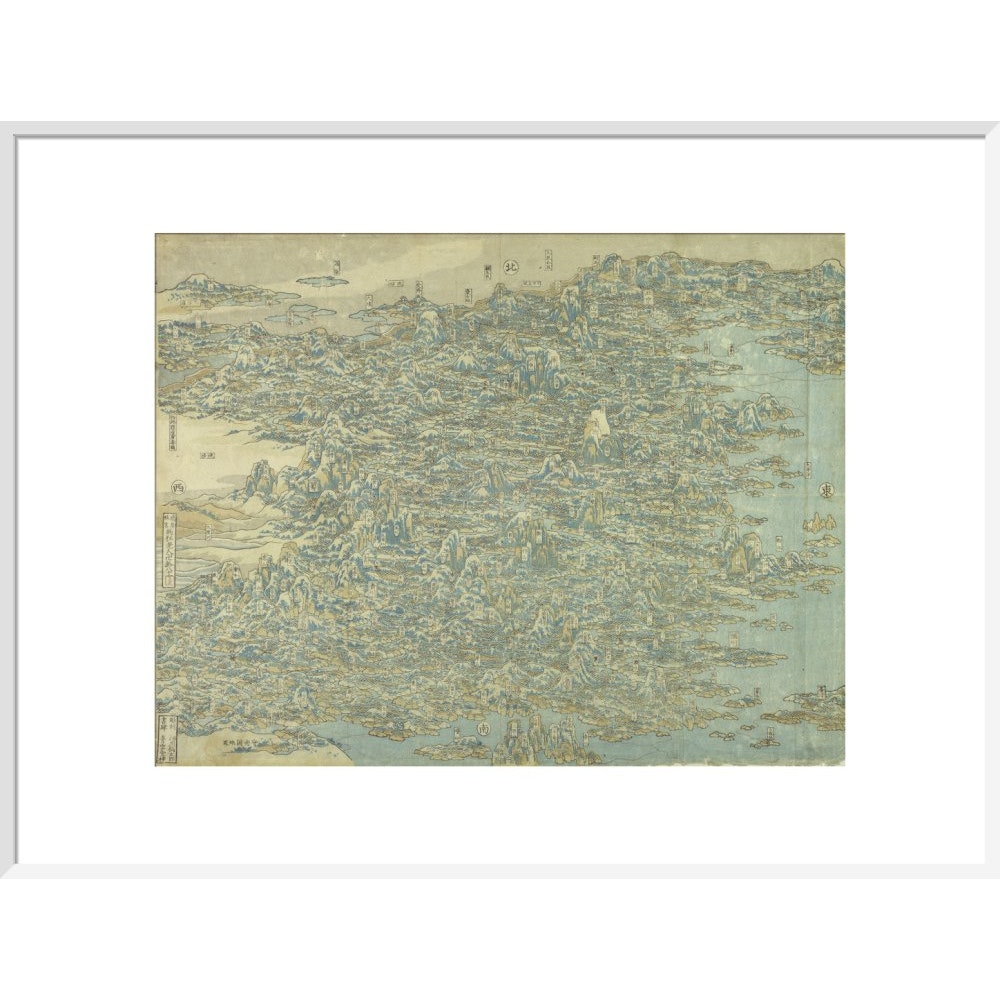 Hokusai's Map of China print in white frame