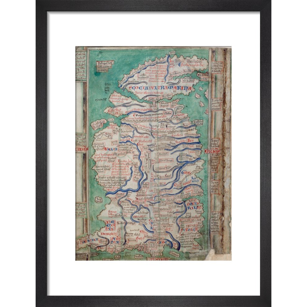 Map of Great Britain print in black frame