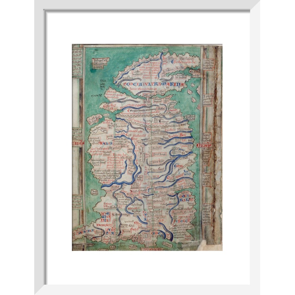 Map of Great Britain print in white frame
