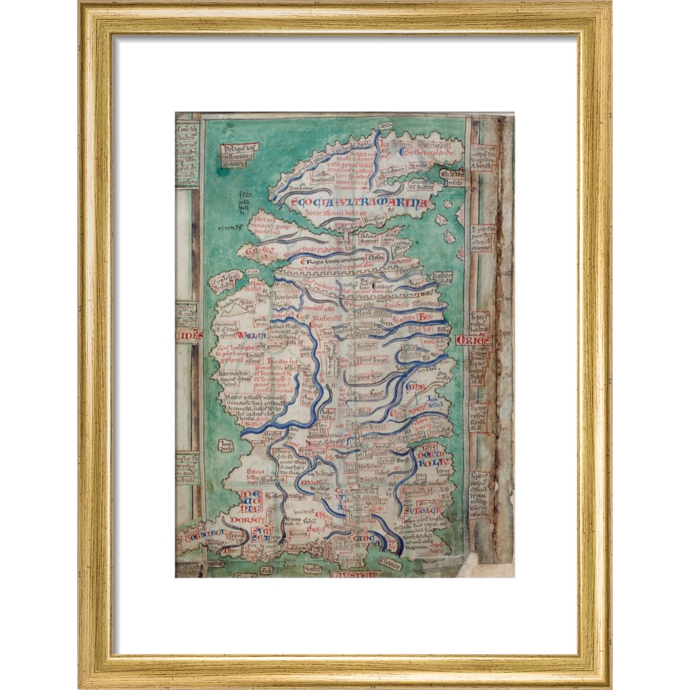 Map of Great Britain print in gold frame