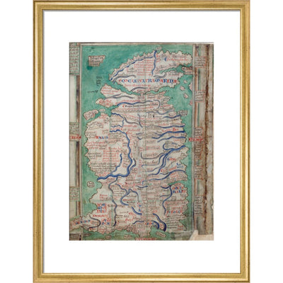 Map of Great Britain print in gold frame