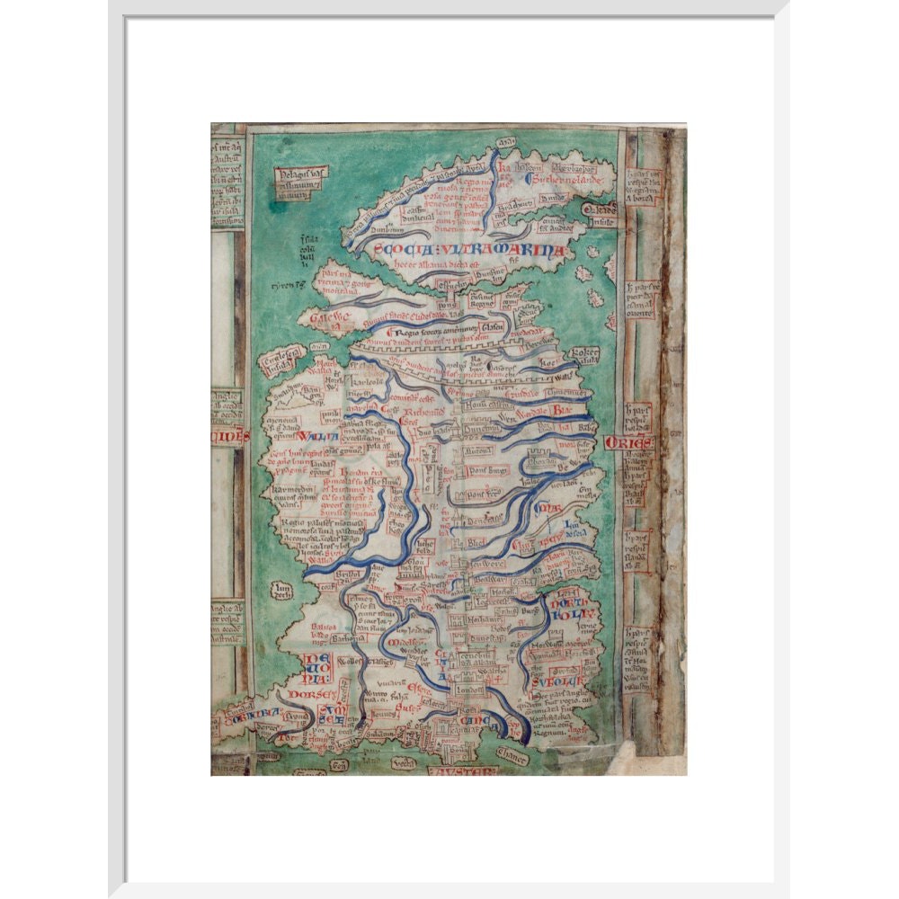 Map of Great Britain print in white frame