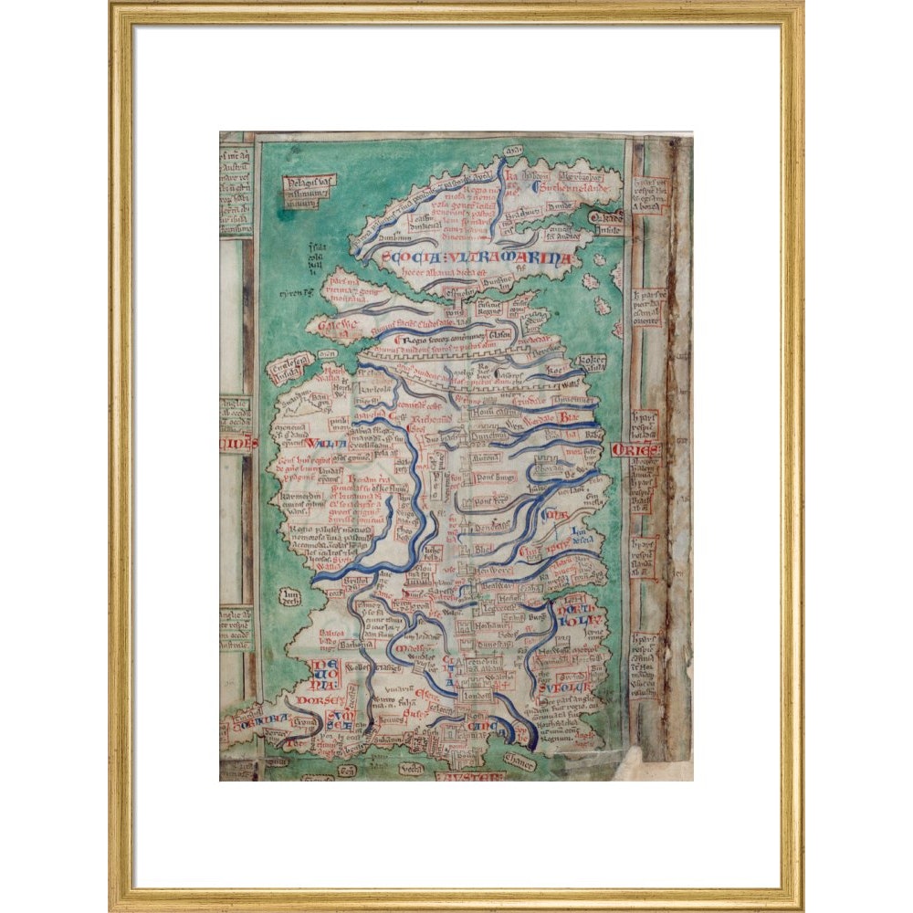 Map of Great Britain print in gold frame