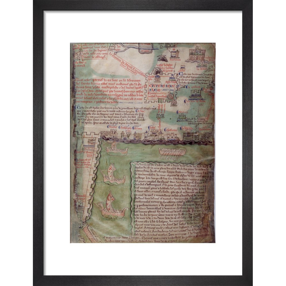Map of Jerusalem print in black frame