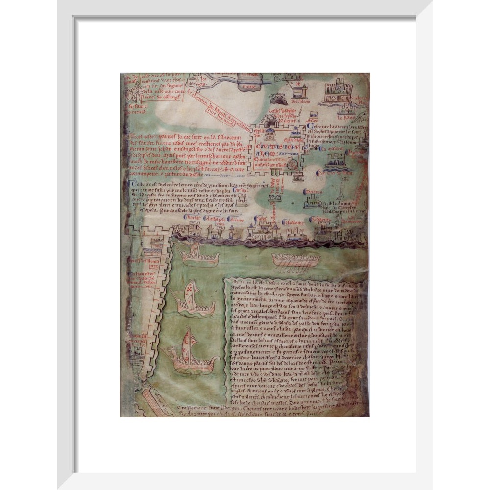 Map of Jerusalem print in white frame