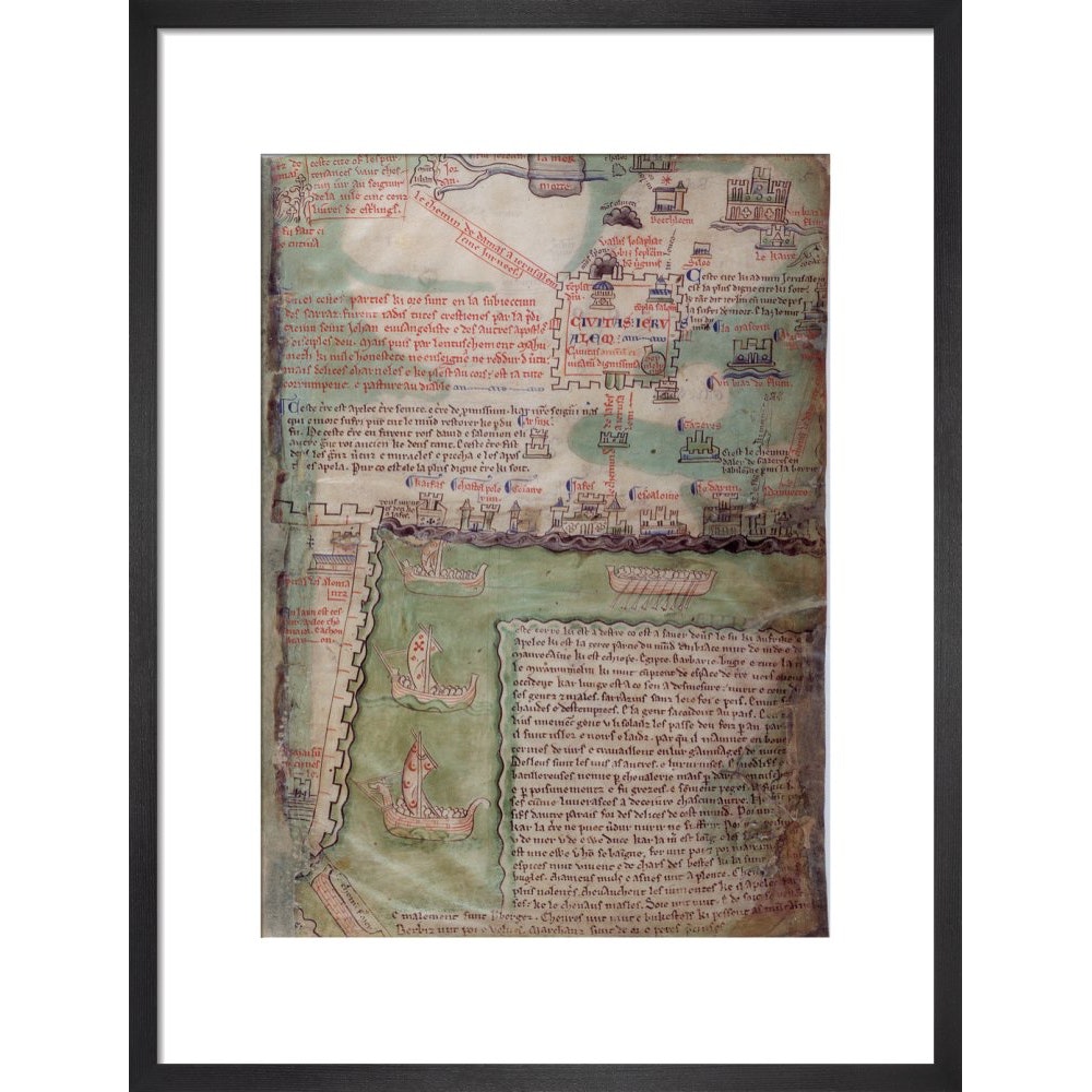 Map of Jerusalem print in black frame