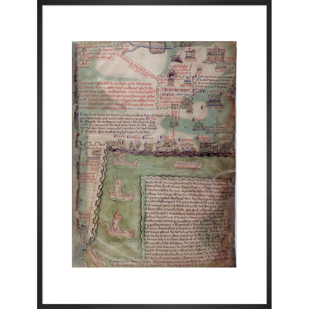 Map of Jerusalem print in black frame