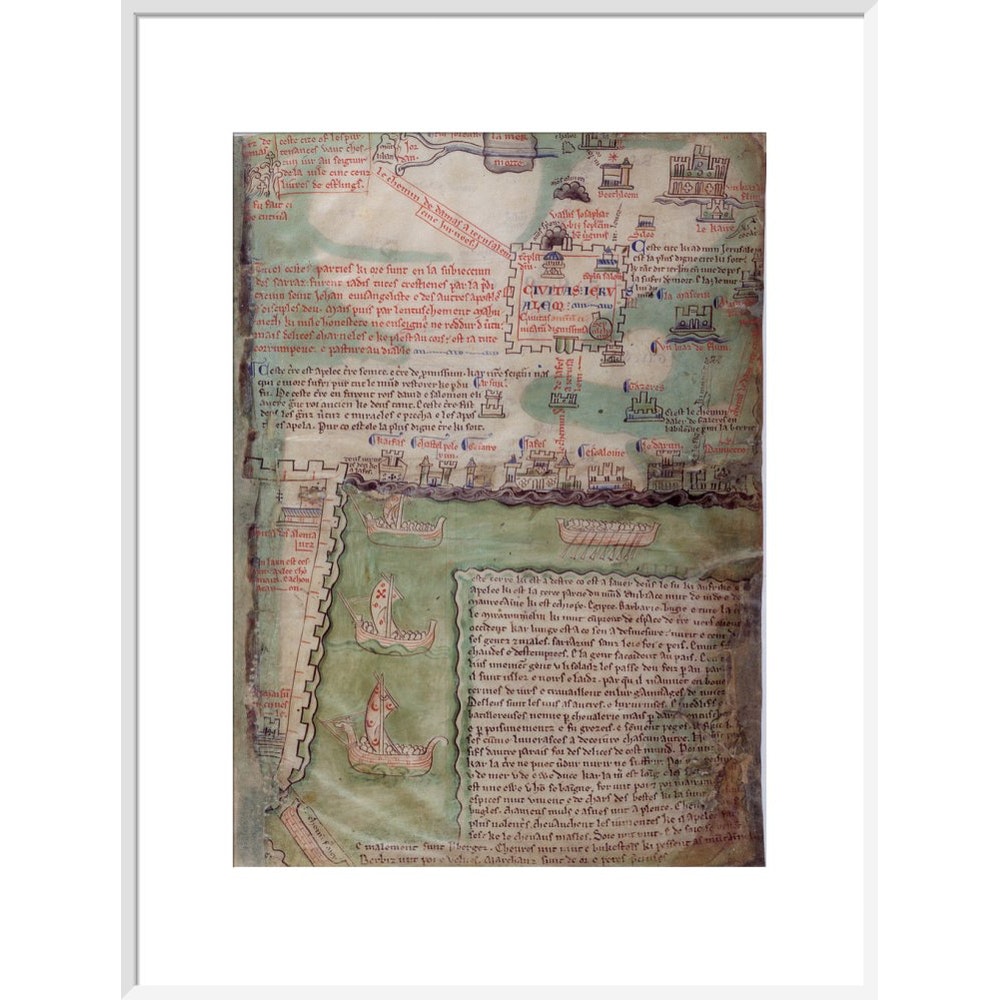 Map of Jerusalem print in white frame