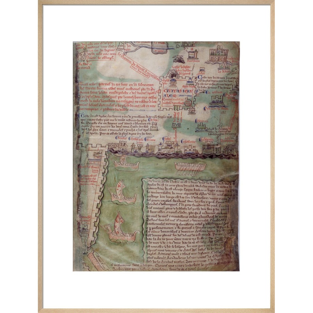 Map of Jerusalem print in natural frame