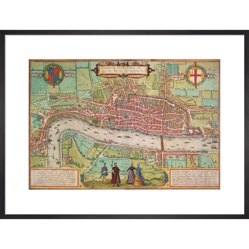 Map of London print in black frame