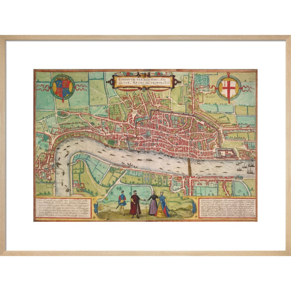 Map of London print in natural frame