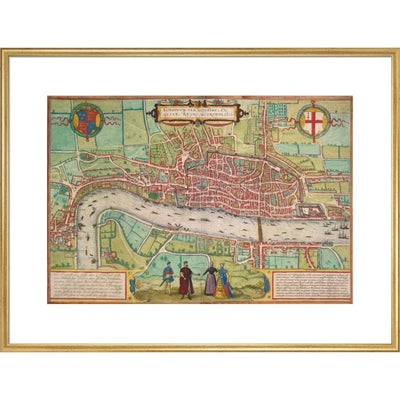 Map of London print in gold frame