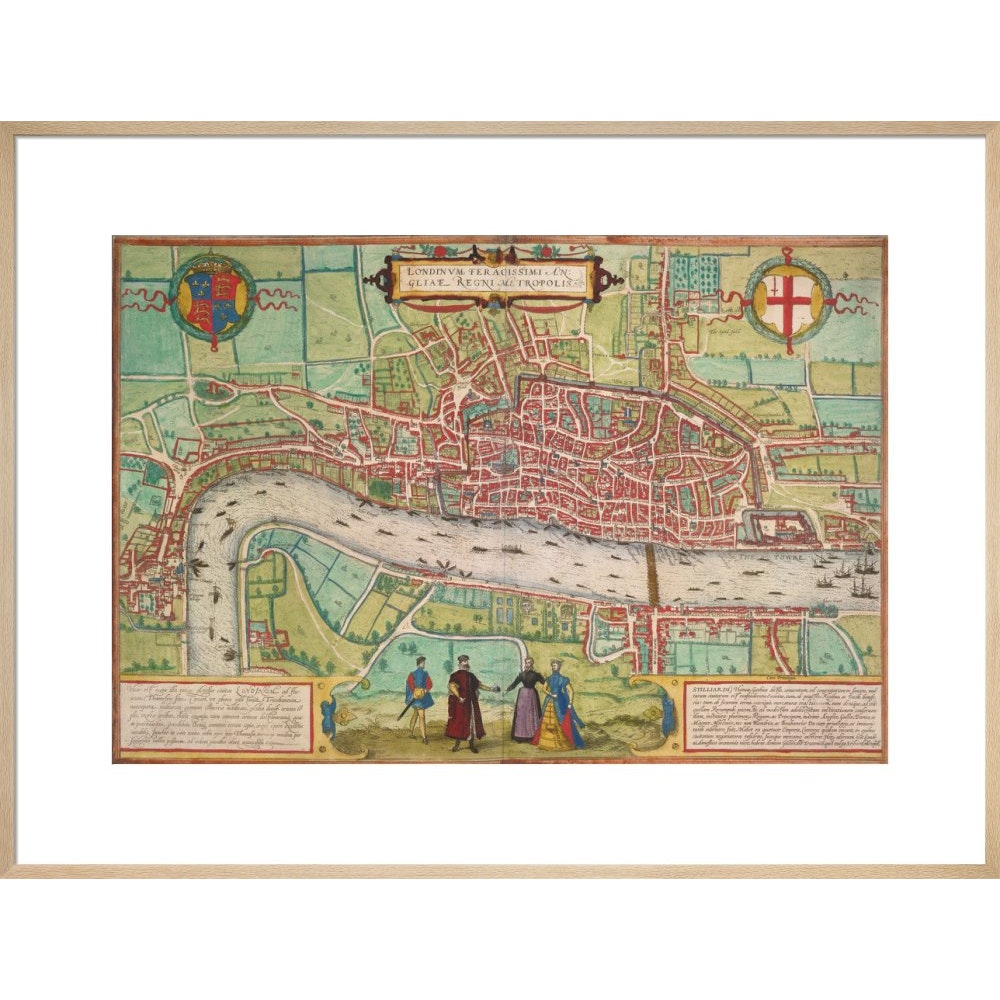 Map of London print in natural frame