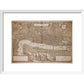 Map of London (sepia) print in white frame