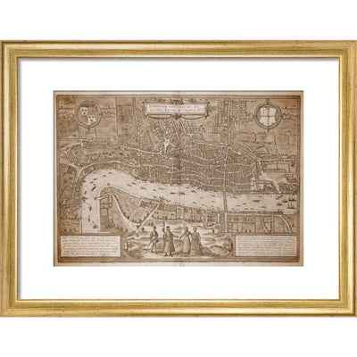 Map of London (sepia) print in gold frame