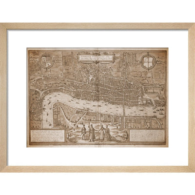 Map of London (sepia) print in natural frame