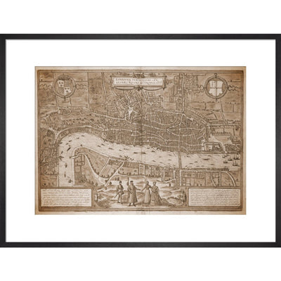 Map of London (sepia) print in black frame