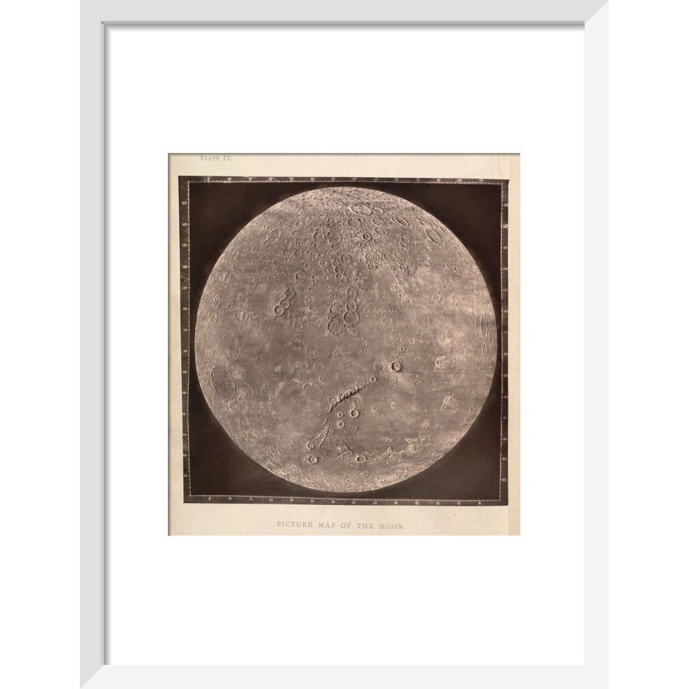 Map of the Moon print in white frame