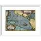 Map of the Pacific Ocean print in white frame