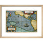 Map of the Pacific Ocean print in natural frame