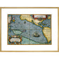 Map of the Pacific Ocean print in gold frame