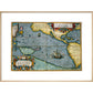 Map of the Pacific Ocean print in natural frame