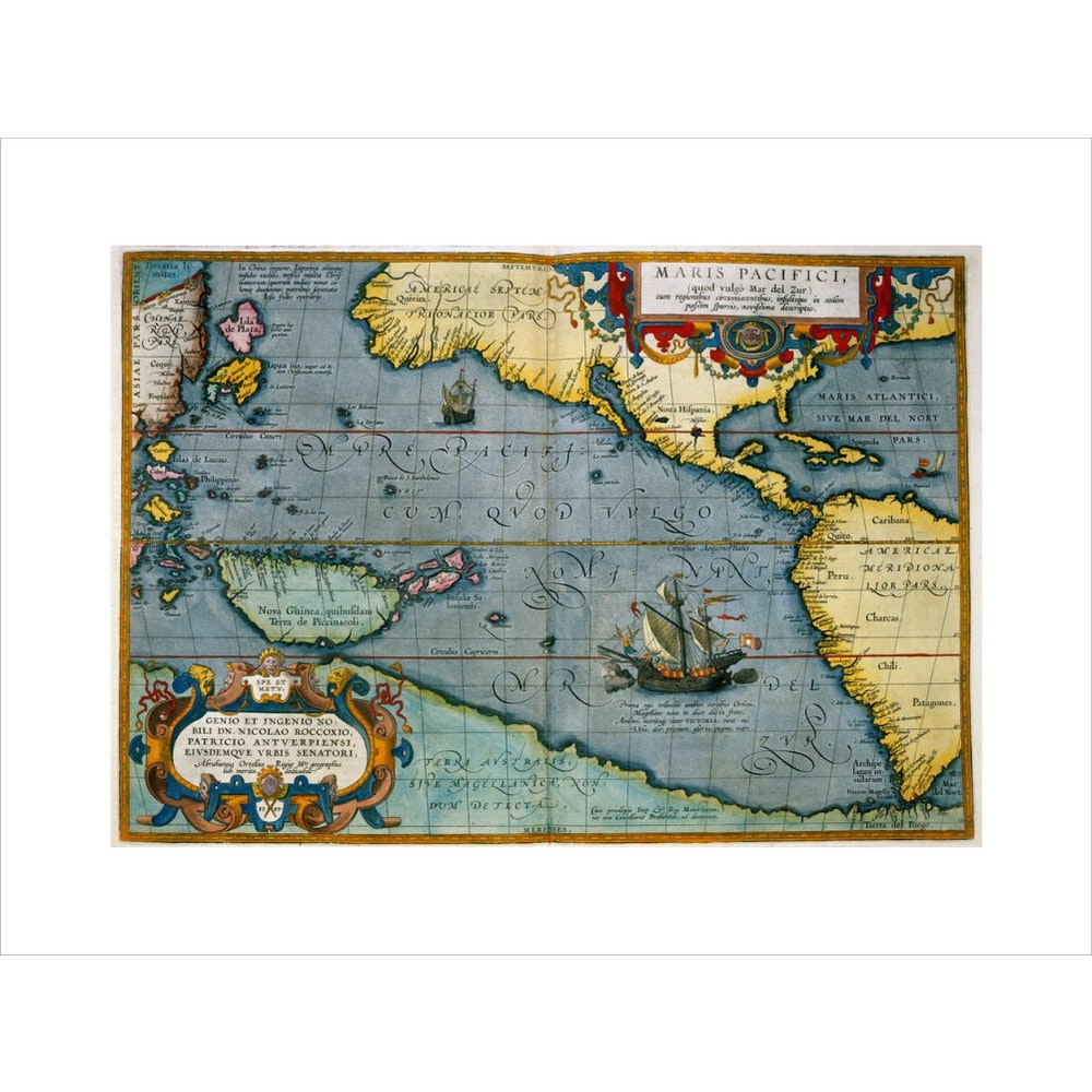 Map of the Pacific Ocean print unframed