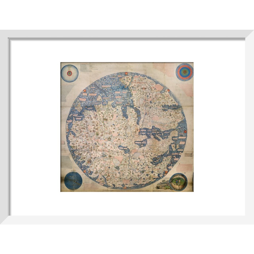 Mappa Mondo print in white frame