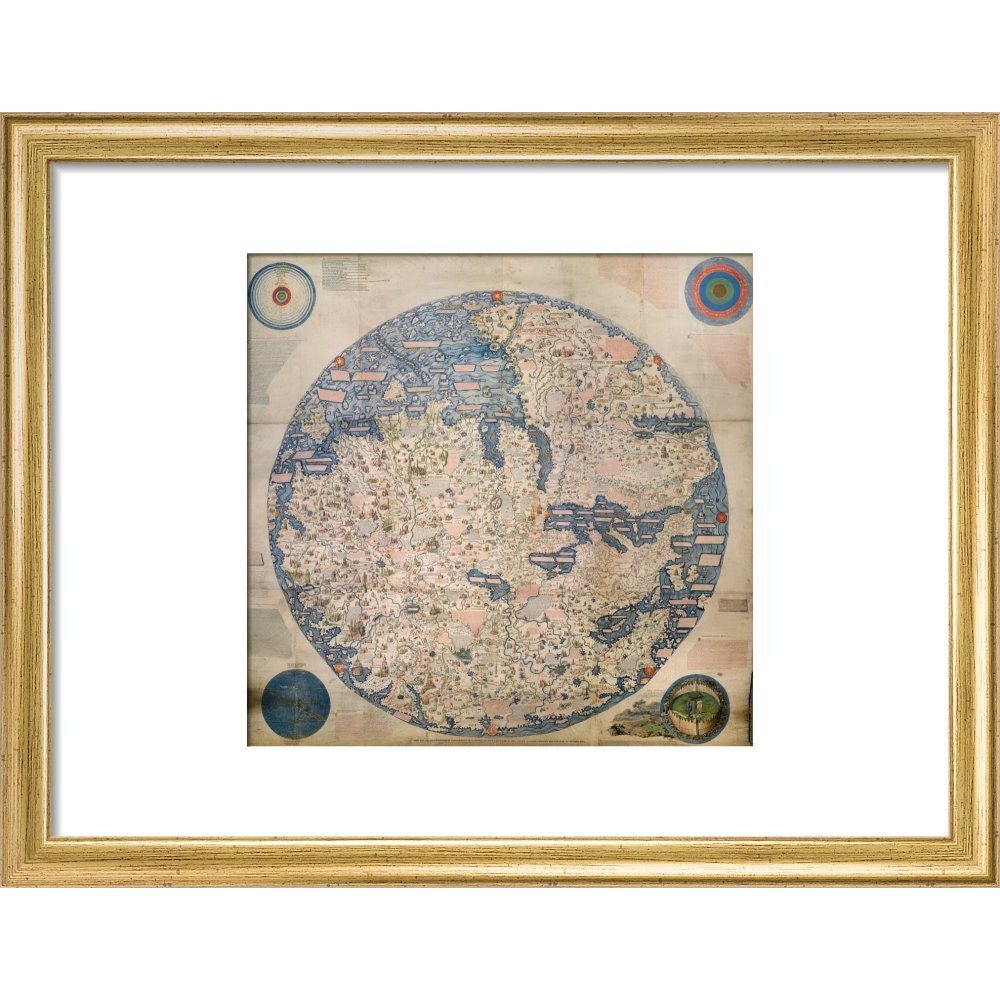 Mappa Mondo print in gold frame
