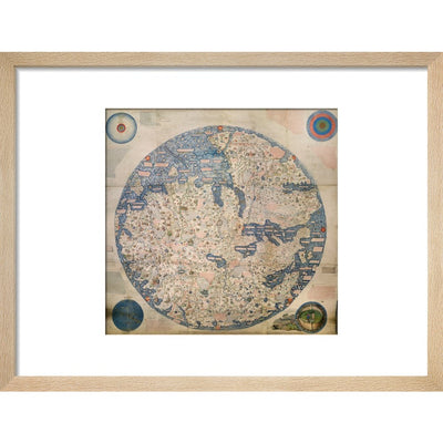 Mappa Mondo print in natural frame