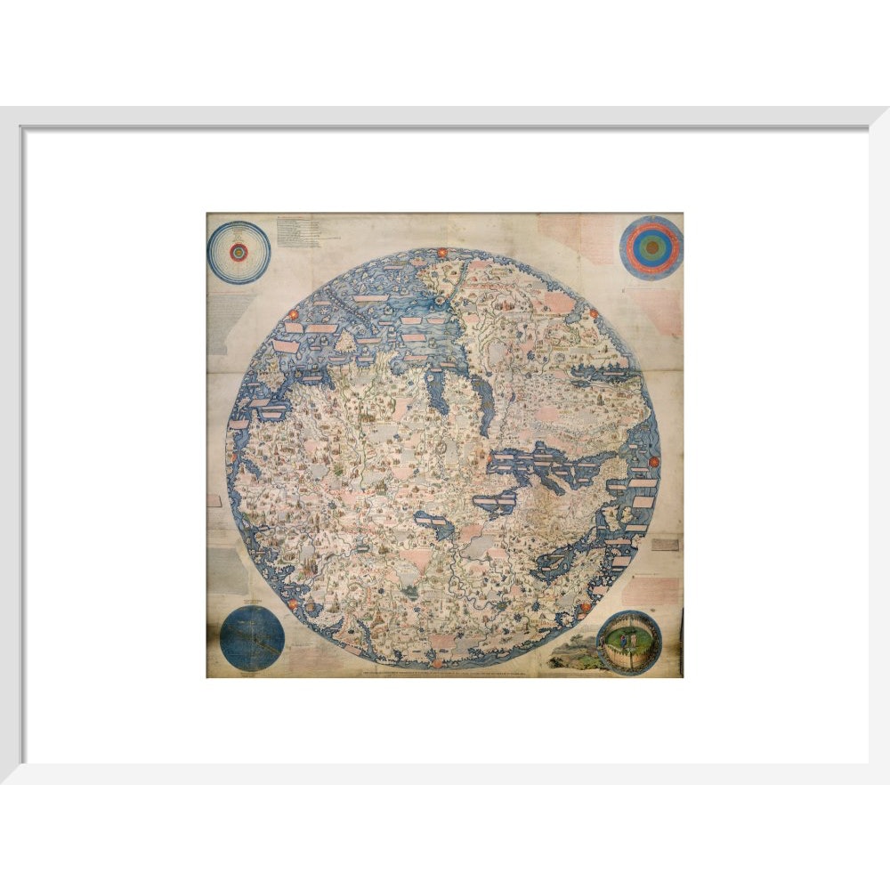 Mappa Mondo print in white frame