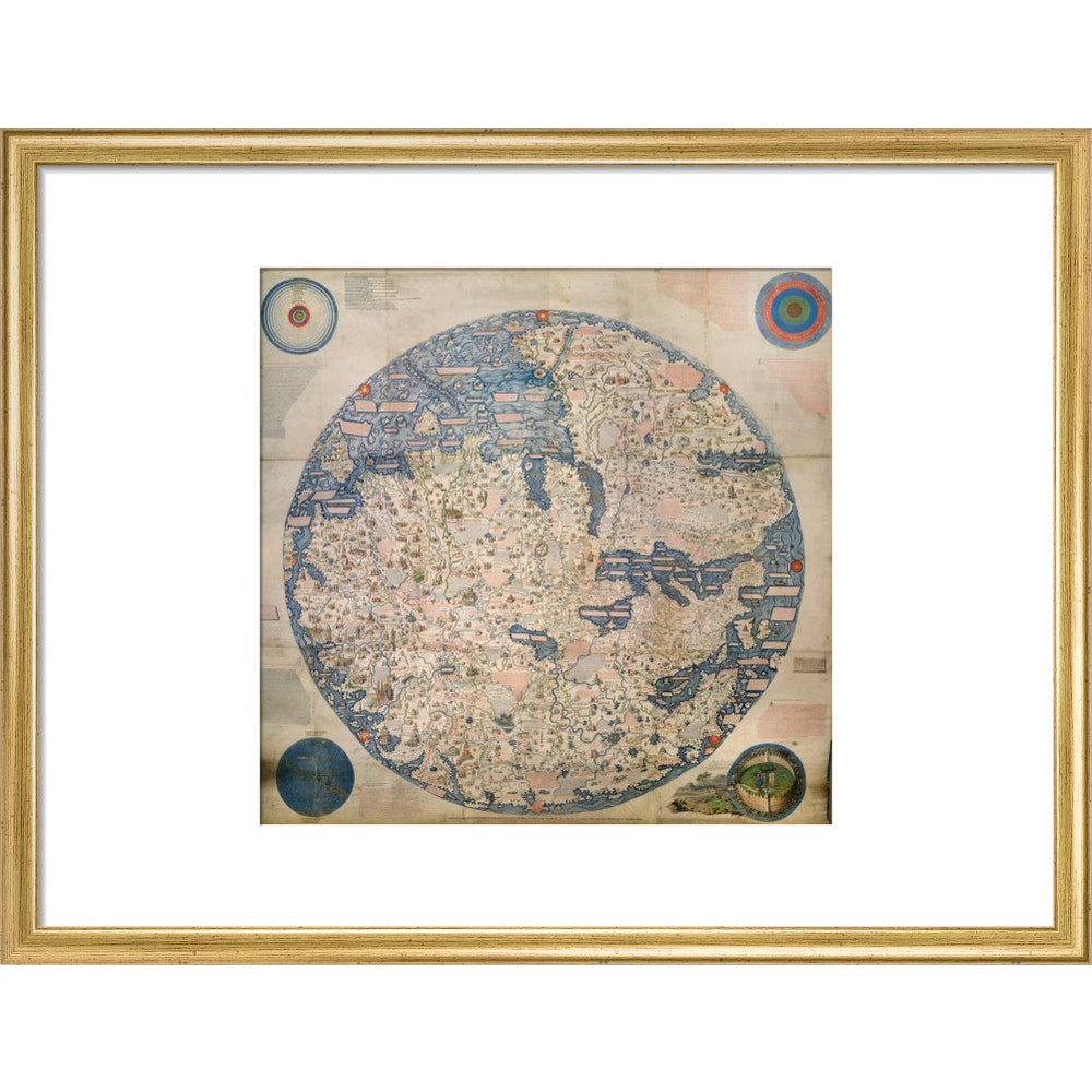Mappa Mondo print in gold frame