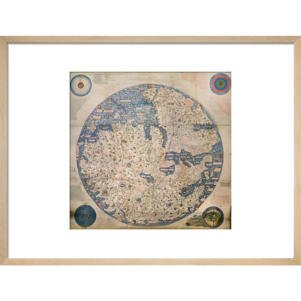 Mappa Mondo print in natural frame