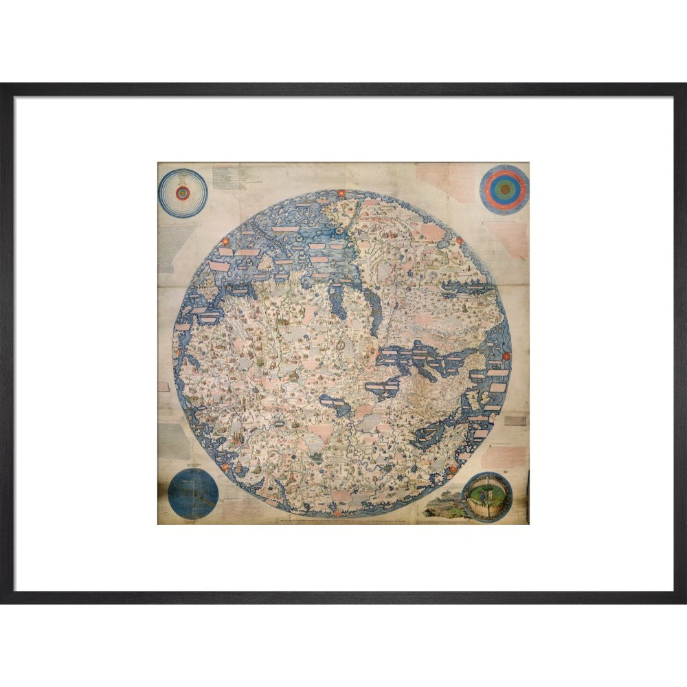 Mappa Mondo print in black frame