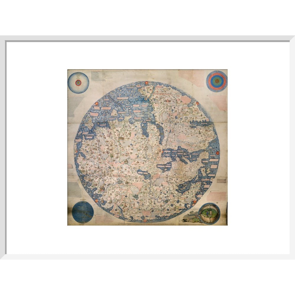 Mappa Mondo print in white frame