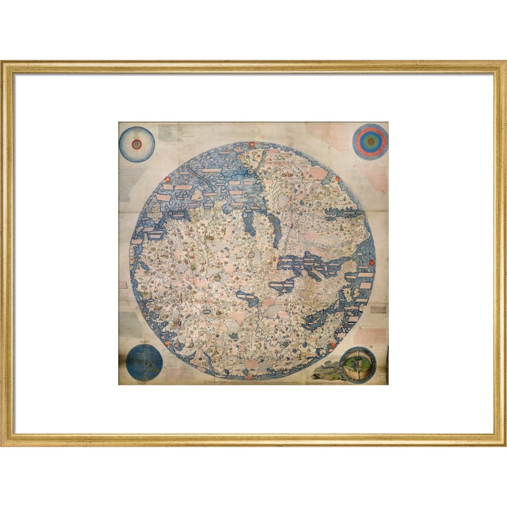 Mappa Mondo print in gold frame