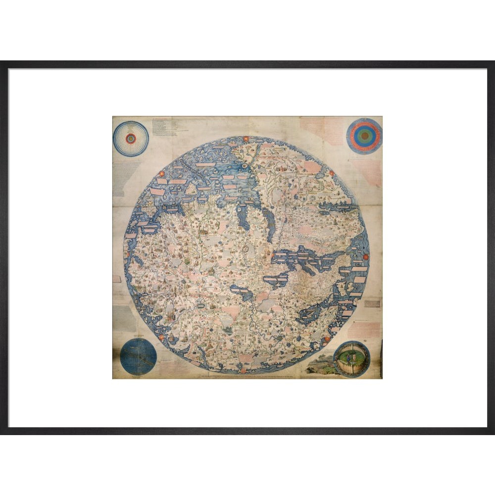 Mappa Mondo print in black frame