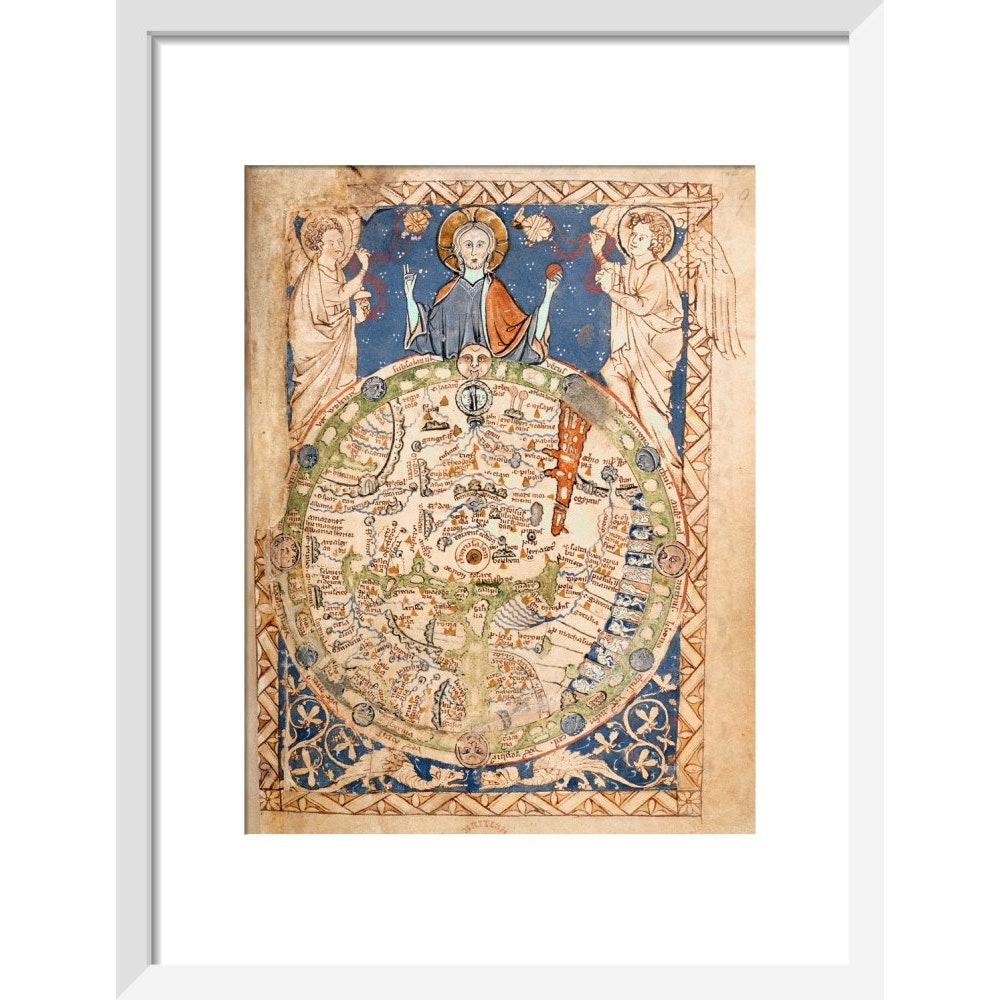 Psalter World Map print in white frame
