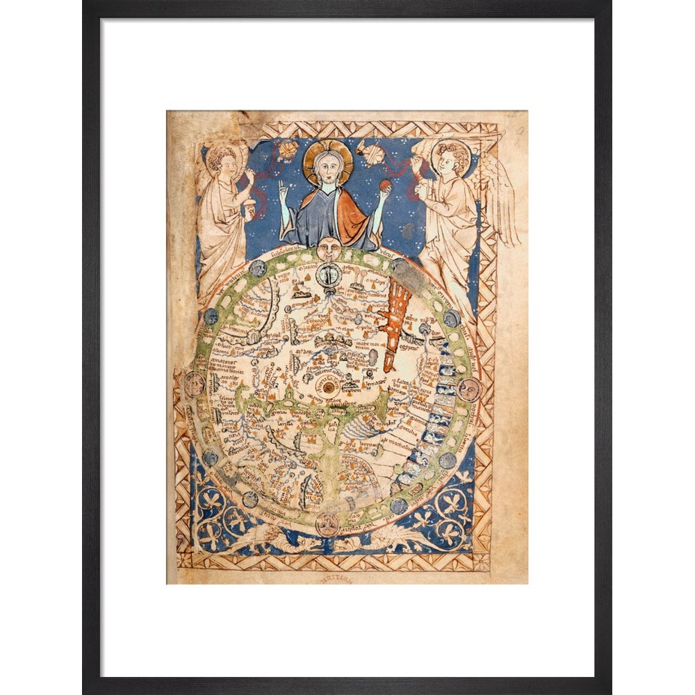 Psalter World Map print in black frame
