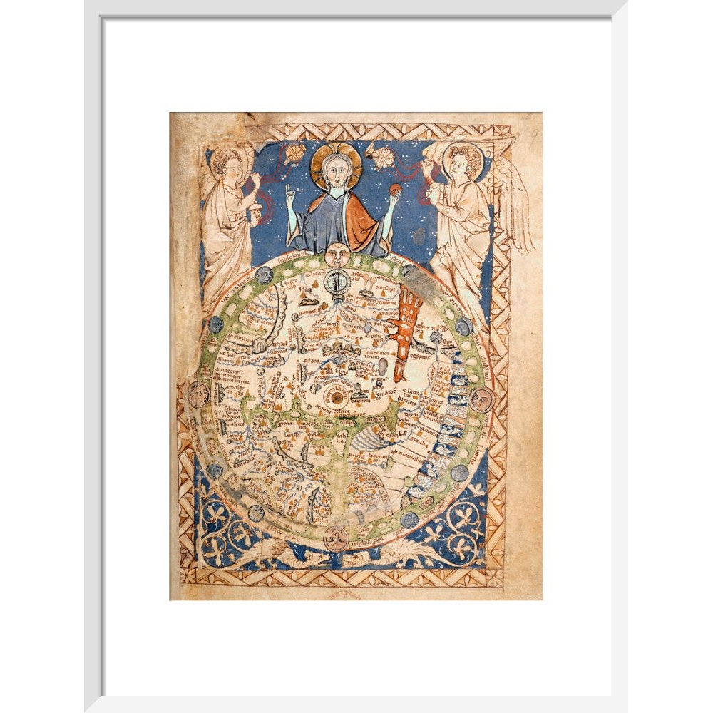 Psalter World Map print in white frame