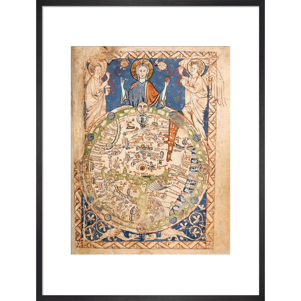 Psalter World Map print in black frame