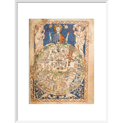 Psalter World Map print in white frame