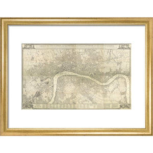Rocque map of London 1745 print in gold frame