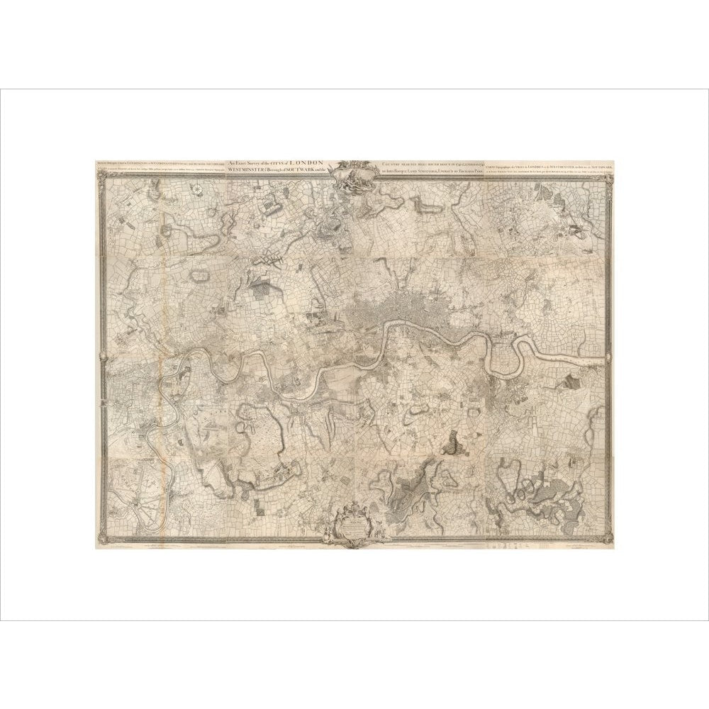 Rocque map of London and Westminster print unframed