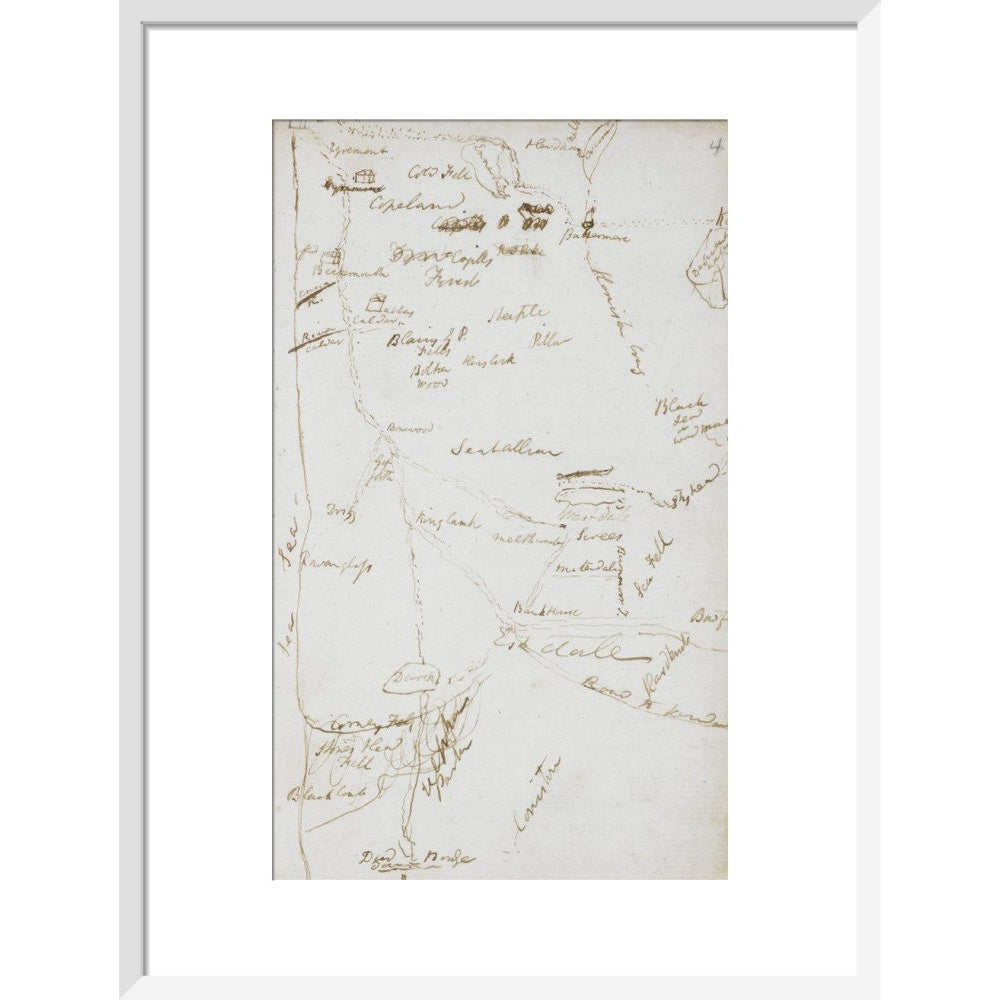 Samuel Coleridge's Lakes notebook print in white frame