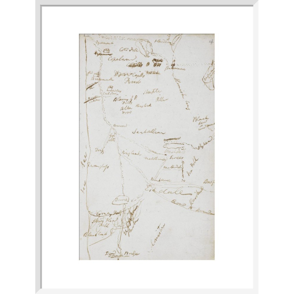 Samuel Coleridge's Lakes notebook print in white frame