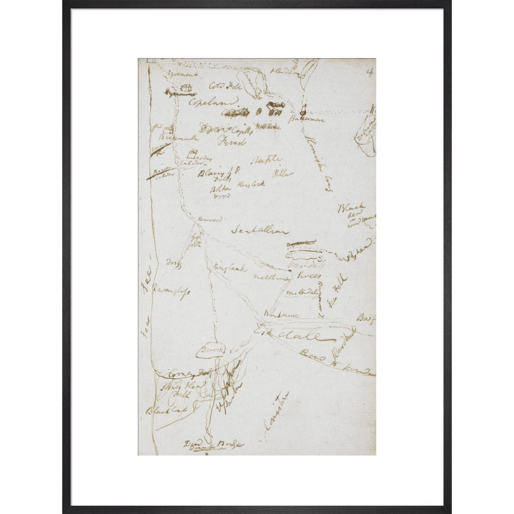 Samuel Coleridge's Lakes notebook print in black frame