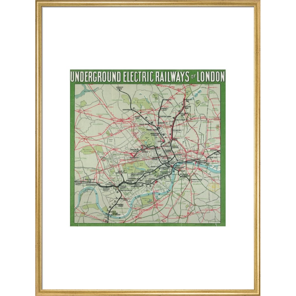 The London Underground print in gold frame